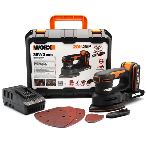 WORX WX822 20Volt 2.0Ah. Li-ion Şarjlı Profesyonel Üçgen Mouse Zımpara ürün görseli 1
