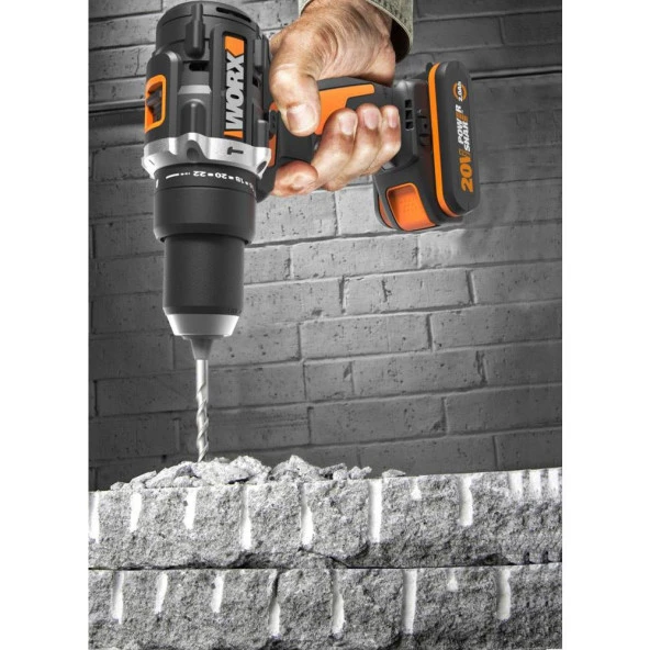 WORX WX352.9 20Volt Kömürsüz Profesyonel Şarjlı Darbeli Matkap (Akü Dahil Değildir) ürün görseli 1