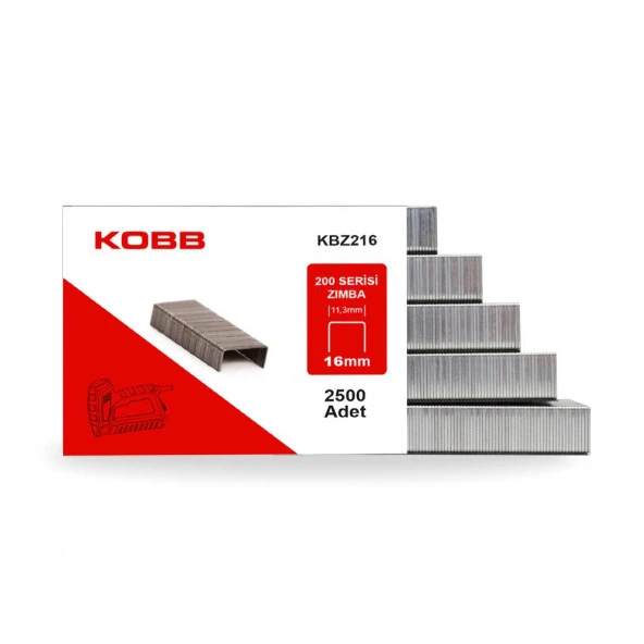 KOBB KBZ216 16mm 2500 Adet 200 Serisi Ağır Hizmet Tipi Zımba Teli ürün görseli 1