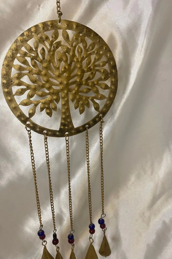 Deprem Zili Çanı Rüzgar Çanı Zili Feng Shui HaYat Ağacı Komple Metal 5 Çanlı Gold Orta Boy ürün görseli 1