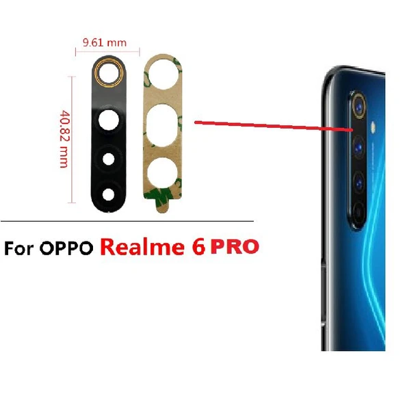 Tkgz Oppo Realme 6 PRO Arka Kamera Camı Lens Yapışkanlı ürün görseli 1