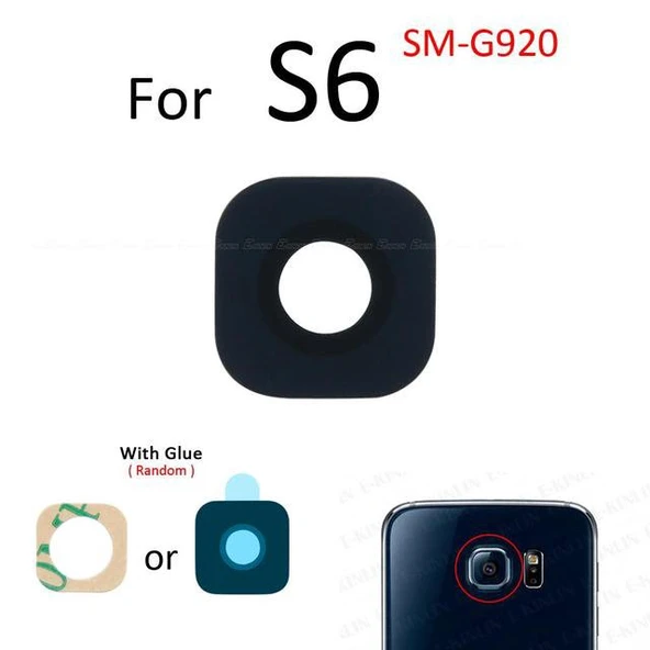 Tkgz Samsung Galaxy S6 Arka Kamera Camı Lens Yapışkanlı ürün görseli 1