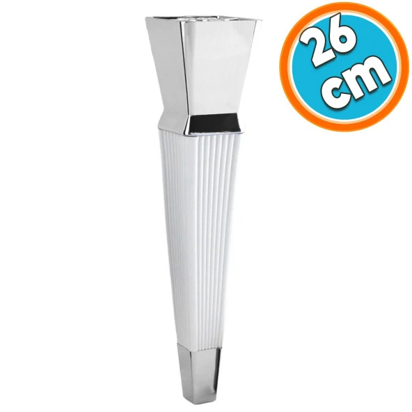 Mobilya Oturma Grubu Kanepe Sehpa TV Ünitesi Koltuk Ayağı Baza Ayakları Beyaz Krom 26 cm ürün görseli 1