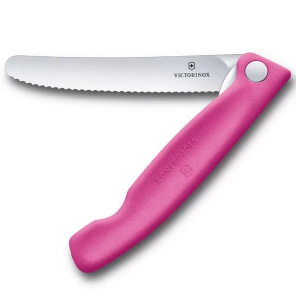 Victorinox 11cm Katlanır Tırtıklı Domates Bıçağı Pembe 6.7836.F5B ürün görseli 1