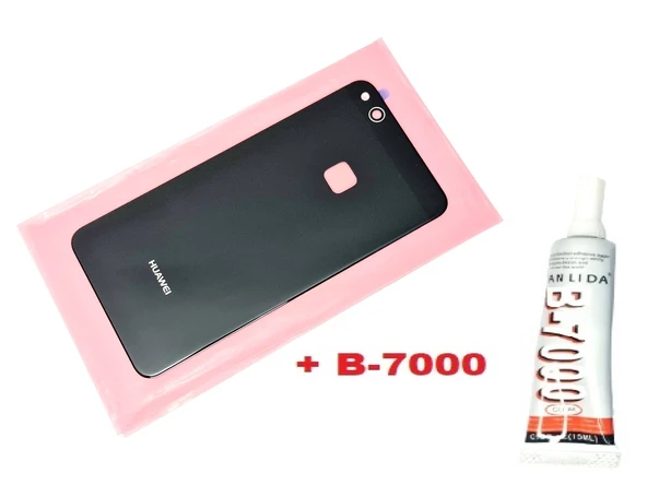 Tkgz - P10 Lite Arka Pil Batarya Kapağı (CAM+B-7000) SİYAH ürün görseli 1