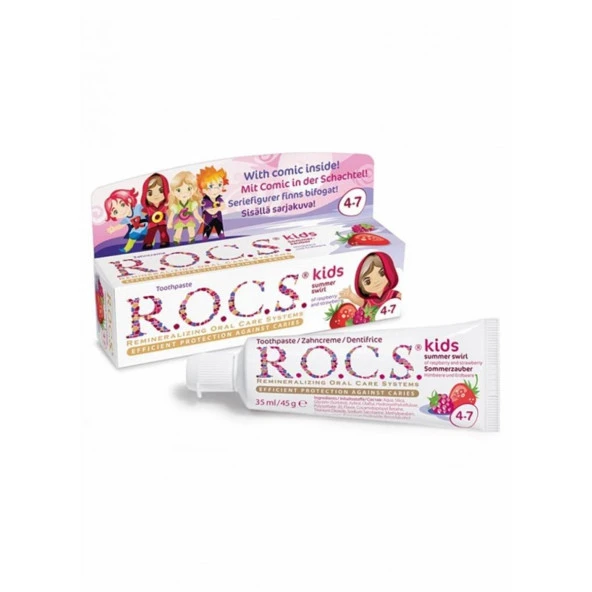 Rocs Kids 4-7 Yaş Ahududu-Çilek Diş Macunu Yaz Esintisi ürün görseli 1