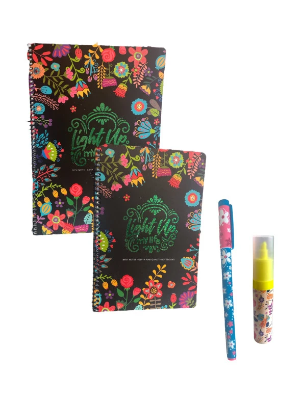 Gıpta Best Notes Spiralli Defter Set - Defter (2 Adet) + Kalem + Fosforlu Kalem ürün görseli 1