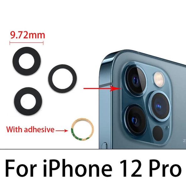 iPhone 12 PRO Arka Kamera Camı Lens Yapışkanlı ürün görseli 1