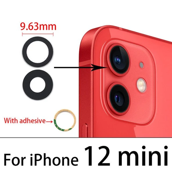 iPhone 12 MİNİ Arka Kamera Camı Lens Yapışkanlı ürün görseli 1