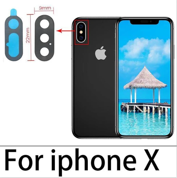 iPhone X Arka Kamera Camı Lens Yapışkanlı ürün görseli 1