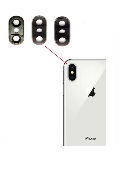 iPhone X FULL Arka Kamera Camı Lens Yapışkanlı SİYAH ürün görseli 1
