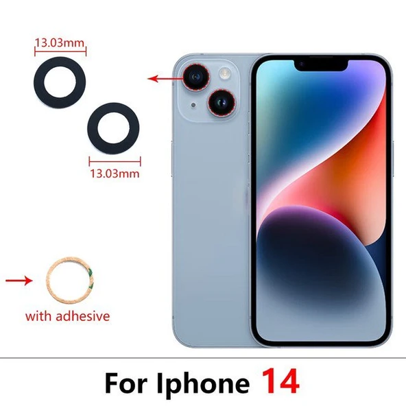 iPhone 14 2Lİ Arka Kamera Camı Lens Yapışkanlı ürün görseli 1