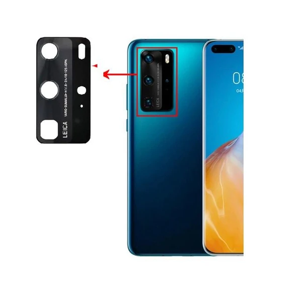 Tkgz - P40 PRO Arka Kamera Camı Lens Yapışkanlı ürün görseli 1