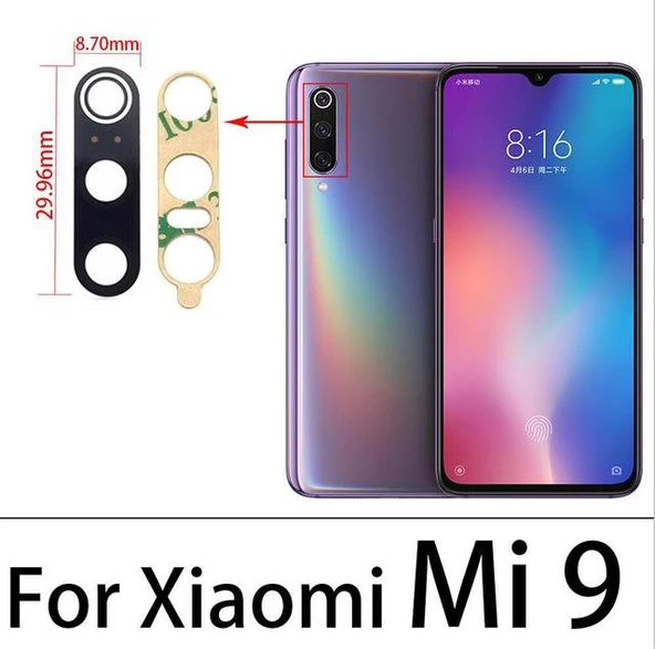 Xiaomi Mİ 9 Arka Kamera Camı Lens Yapışkanlı ürün görseli 1