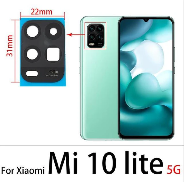 Xiaomi Mİ 10 LİTE Arka Kamera Camı Lens Yapışkanlı ürün görseli 1