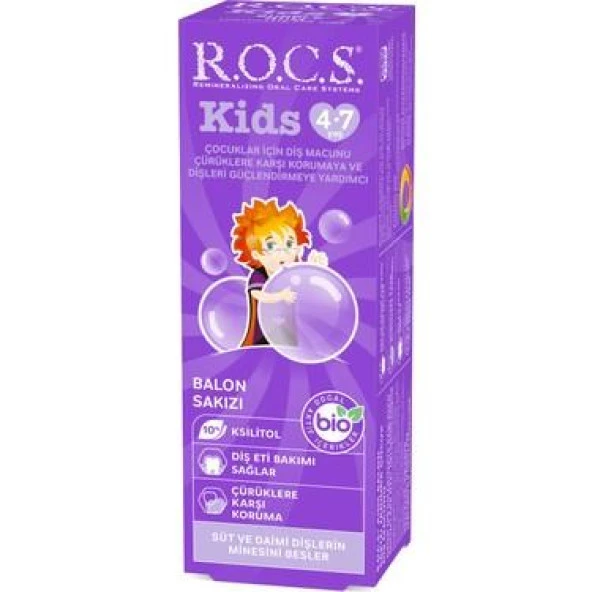 Rocs Kids 4-7 Yaş Balonlu Sakız Tadında Diş Macunu 35 ml ürün görseli 1