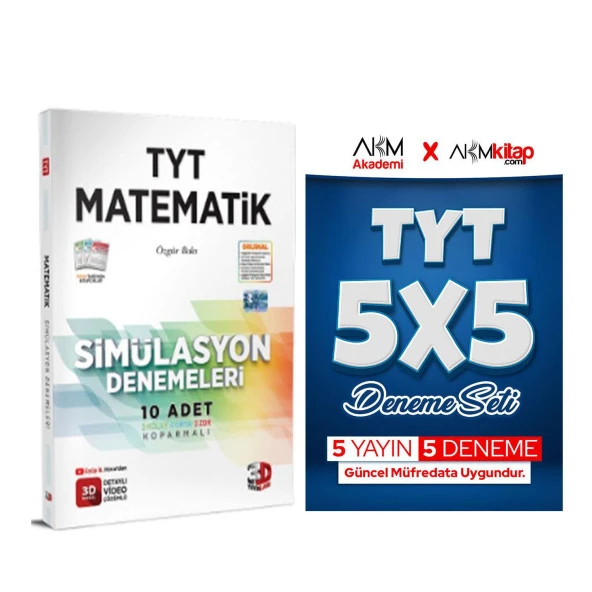 3D TYT Matematik ve AKM Deneme Seti 2 Kitap ürün görseli 1