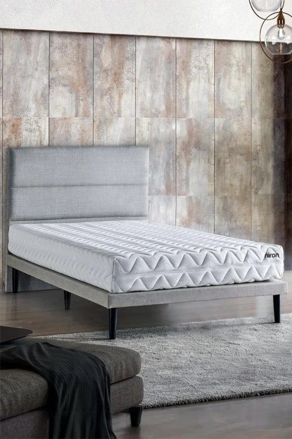 Niron Slim Pocket Yatak Seti - 120x200 Tek Kişilik Paket Yaylı Yatak, Metal Baza ve Başlık Takımı ürün görseli 1
