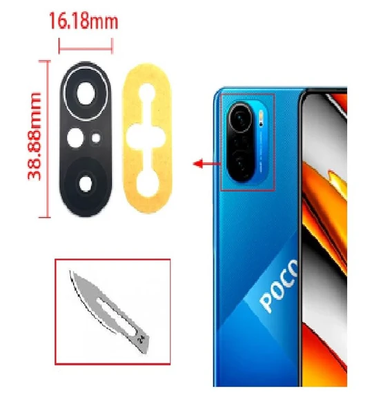 Tkgz Xiaomi POCOPHONE F3 Arka Kamera CAM Lensi + Bistüri Ucu ürün görseli 1