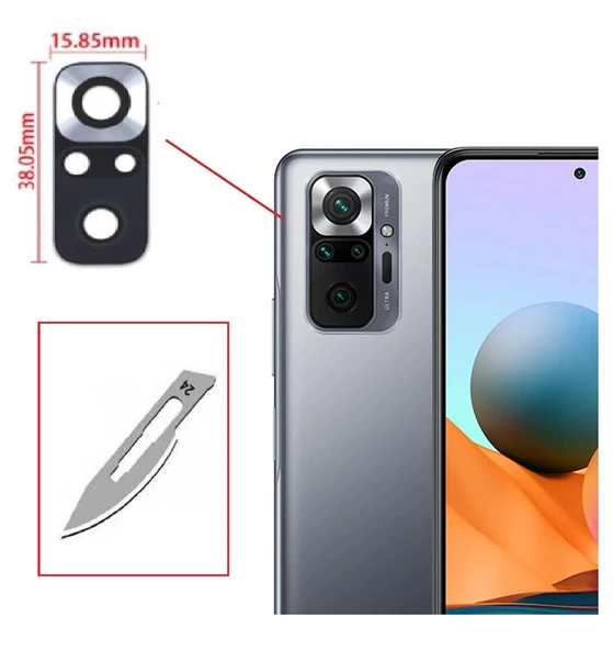 Tkgz Xiaomi Redmi NOTE 10 PRO Arka Kamera CAM Lensi + Bistüri Ucu ürün görseli 1
