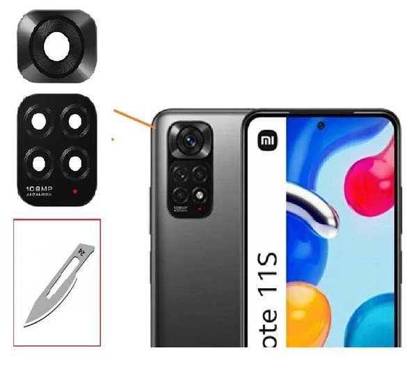Tkgz Xiaomi Redmi NOTE 11S Arka Kamera CAM Lensi + Bistüri Ucu ürün görseli 1