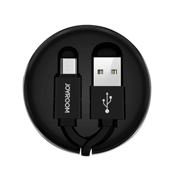 Joyroom S-M346 Uzatılabilir Mikro Hızlı Şarj ve Data Kablosu Siyah ürün görseli 1