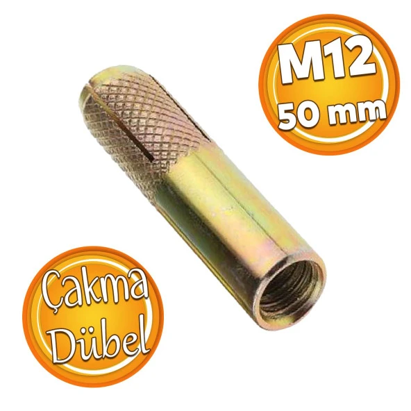 Çakmalı Çelik Dübel İç Dişli M12 mm Raf İskele Montaj Bağlantı Monte Zemin Tavan Beton Asma Aparat ürün görseli 1