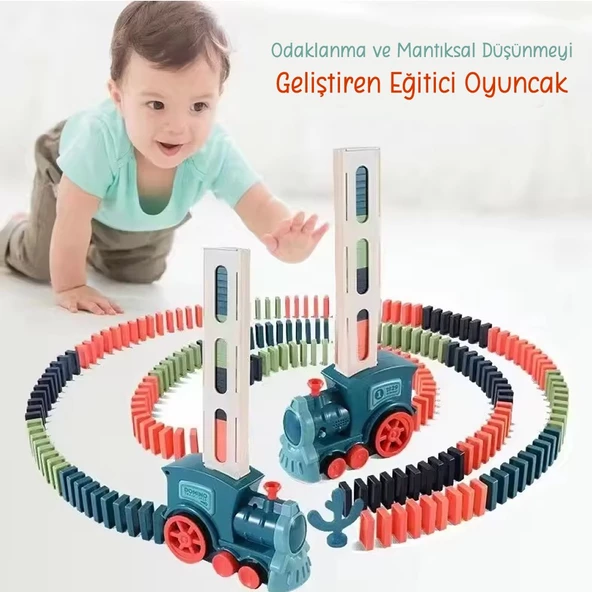 Minio Baby - Işıklı Sesli Domino Tren - Otomatik Domino Dizilimi - Eğitici Oyuncak - Mavi ürün görseli 1