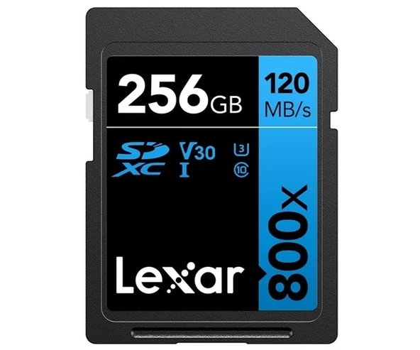 Lexar 256GB Professional 800x SDXC™ UHS-I cards, up to 120MB/s read 45MB/s write C10 V30 U3 Hafıza Kart ürün görseli 1