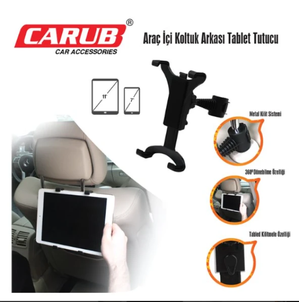 CARUB ARAÇ İÇİ KOLTUK ARKASI TABLET VE TELEFON TUTUCU ürün görseli 1
