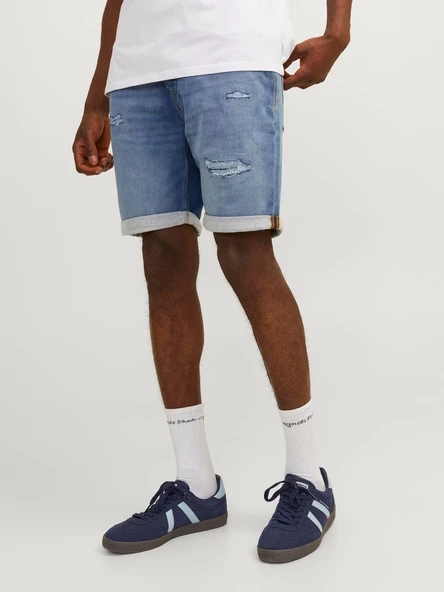 JACK JONES Erkek Yırtık Desenli Kot Şort 12252181 ürün görseli 1