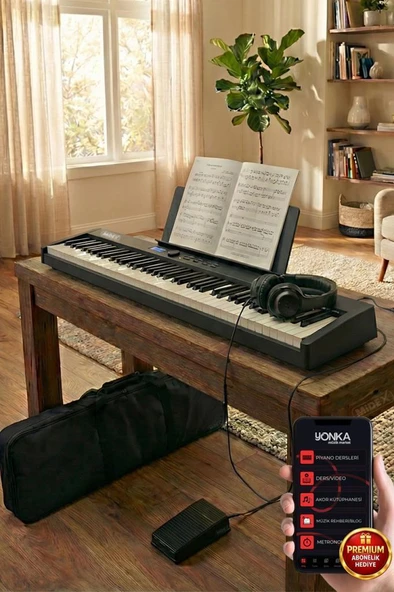 Midex PLX-100BK Taşınabilir Dijital Piyano Tuş Hassasiyetli 88 Tuş Bluetooth Şarjlı (Sustain Pedalı Kulaklık Çanta Metod) ürün görseli 1