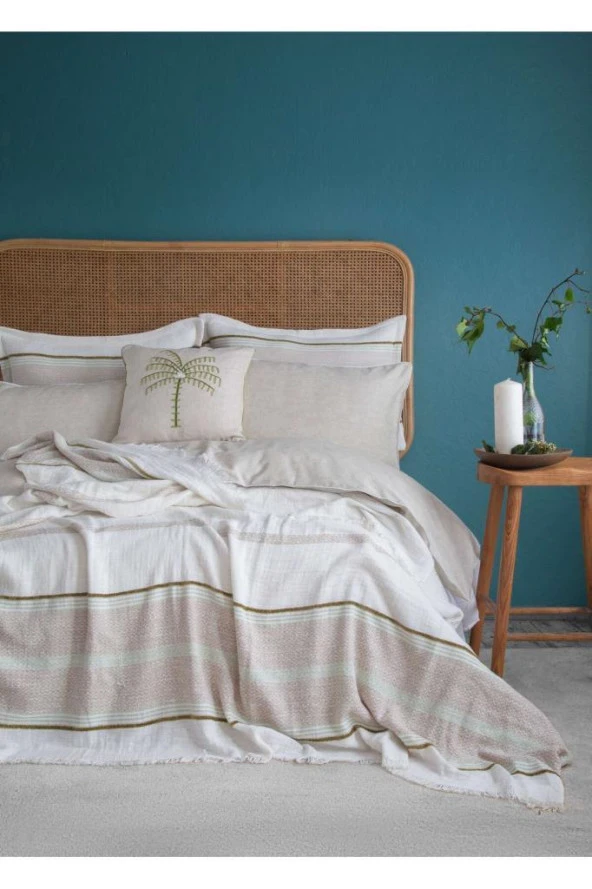 Apricitas Home Pamuklu yatak örtüsü Calı Olive ürün görseli 1