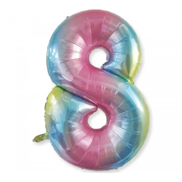 8 Rakam Rengarenk Folyo Balon 40 inç 100 cm ürün görseli 1