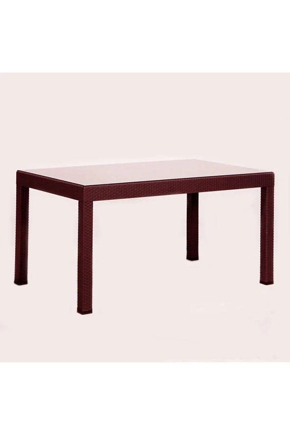 Almina Rattan Masa Takımı 80x140 Camlı Masa 4 Kişilik Bambu Sandalye Seti Bahçe Balkon Teras Takımı ürün görseli 1