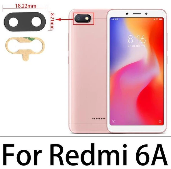 Tkgz Xiaomi Redmi 6A Arka Kamera Camı Lens Yapışkanlı ürün görseli 1