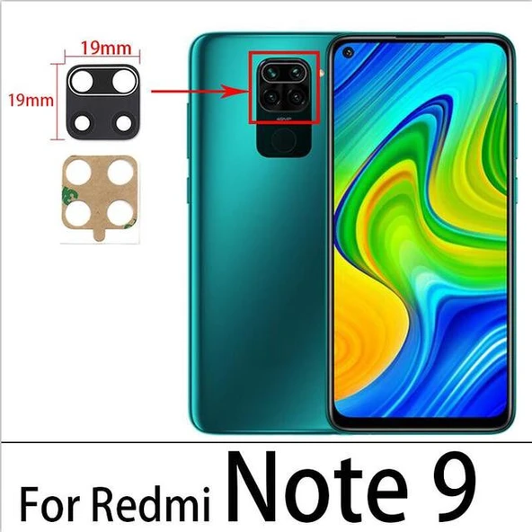 Tkgz Xiaomi Redmi NOTE 9 Arka Kamera Camı Lens Yapışkanlı ürün görseli 1