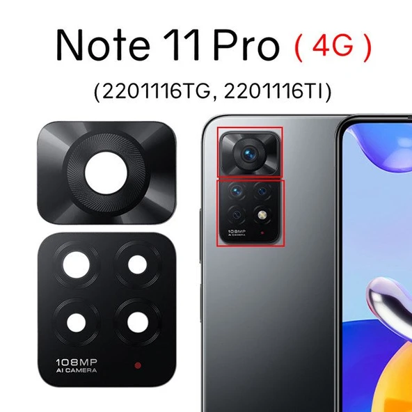 Tkgz Xiaomi Redmi NOTE 11 PRO  Arka Kamera Camı Lens Yapışkanlı ürün görseli 1