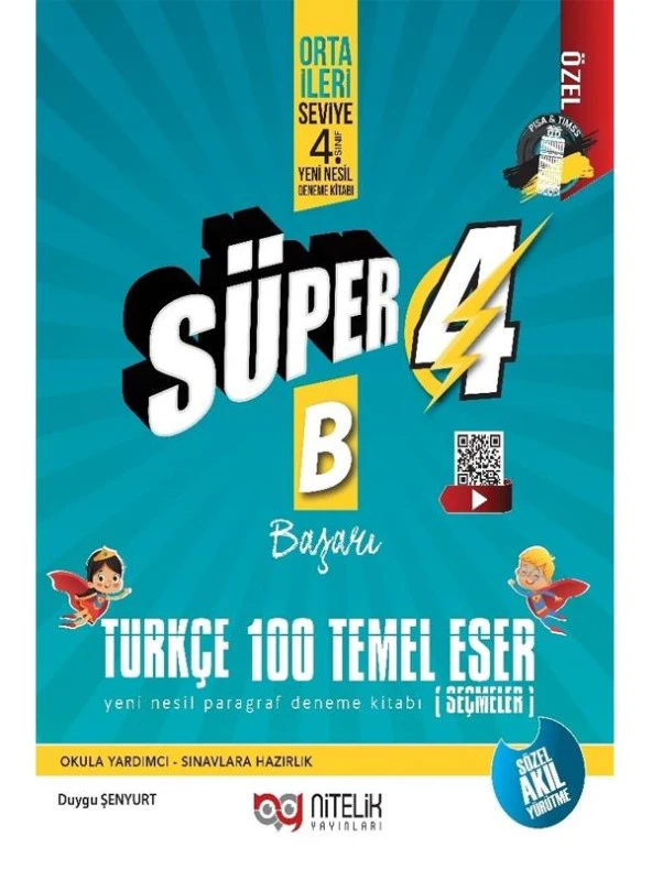 NİTELİK 4.SINIF YENİ NESİL SÜPER TÜRKÇE 100 TEMEL ESER *YENİ* ürün görseli 1