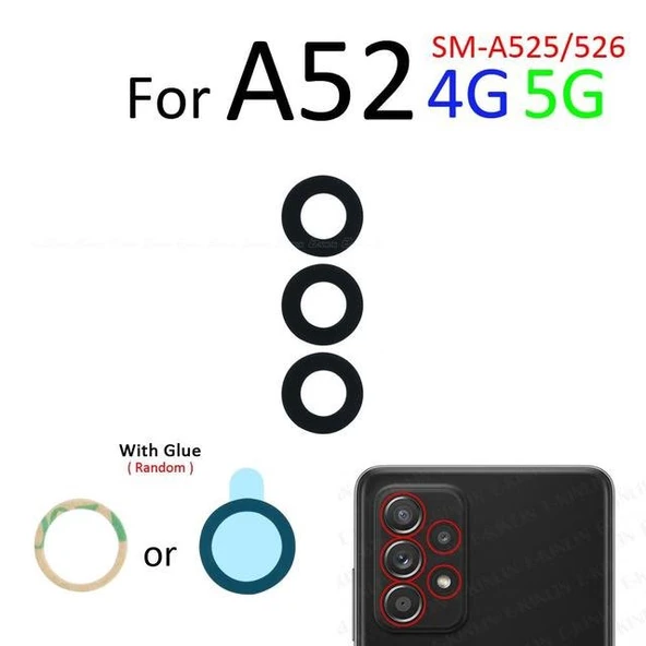 Tkgz Samsung Galaxy A52 Arka Kamera Camı Lens Yapışkanlı ürün görseli 1