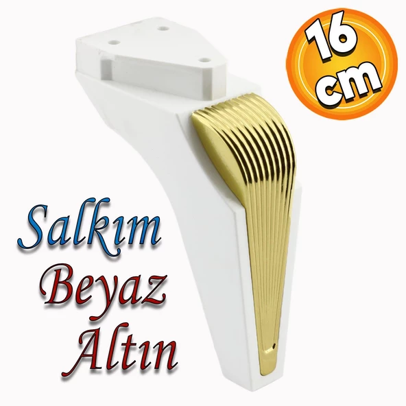 Salkım Mobilya Oturma Grubu Kanepe Sehpa TV Ünitesi Koltuk Ayağı Baza Ayakları Beyaz Altın 16 cm ürün görseli 1