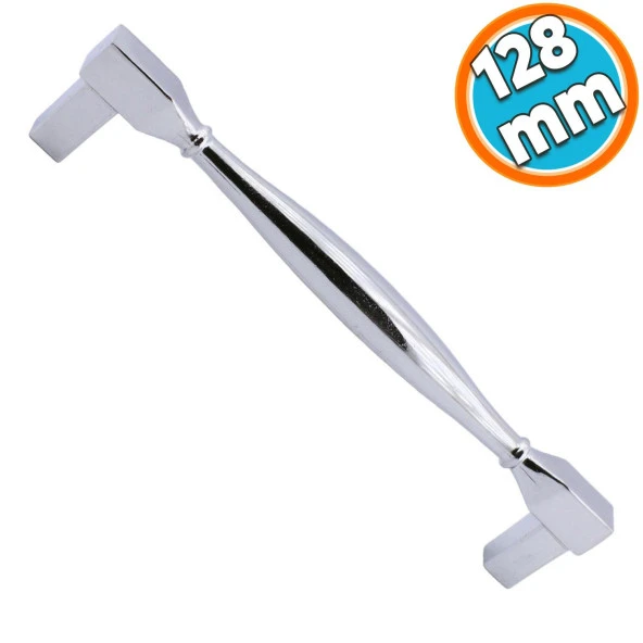 Mobilya Mutfak Dolabı Çekmece Dolap Kulpları Kapak Kulpu Kulbu Krom Renk 128 mm Metal Kare Kulp ürün görseli 1