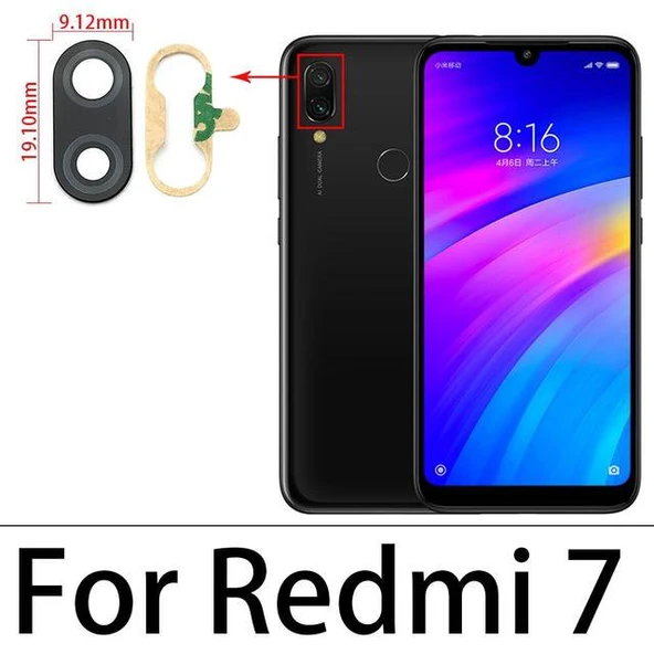 Xiaomi Redmi 7 Arka Kamera Camı Lens Yapışkanlı ürün görseli 1