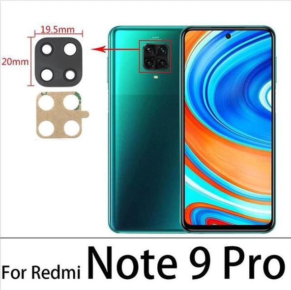Xiaomi Redmi NOTE 9 PRO Arka Kamera Camı Lens Yapışkanlı ürün görseli 1