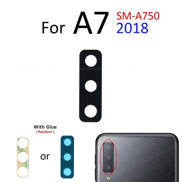 Samsung Galaxy A7 A750 2018 Arka Kamera Camı Lens Yapışkanlı ürün görseli 1