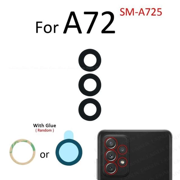 Samsung Galaxy A72 Arka Kamera Camı Lens Yapışkanlı ürün görseli 1