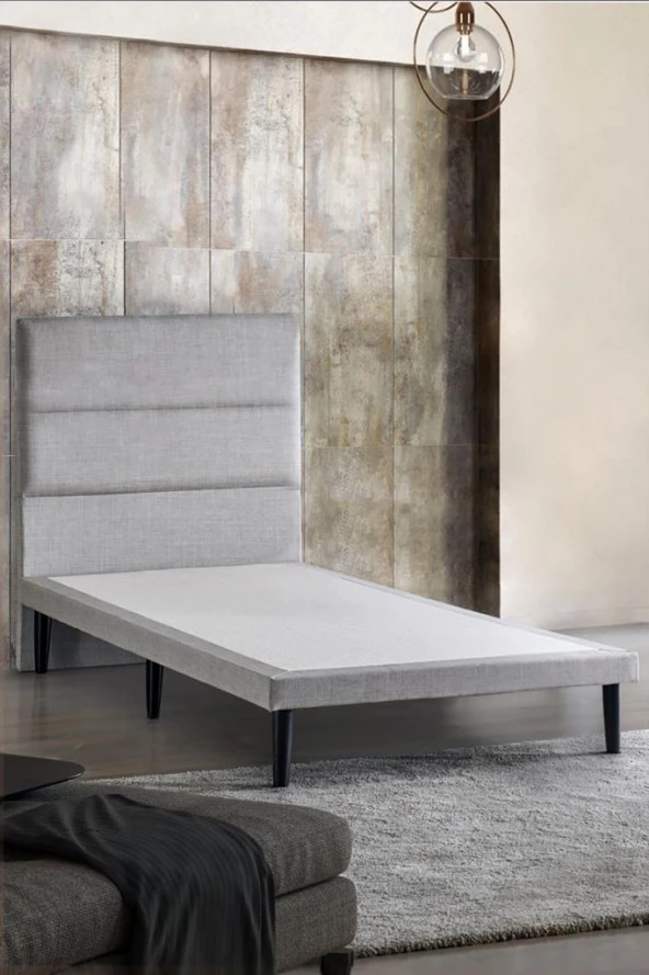 Niron Slim Baza ve Başlık Takımı - 120x200 Tek Kişilik Kumaş Kaplı Metal Karyola ve Başlık Seti ürün görseli 1