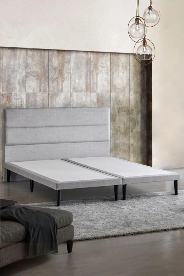 Niron Slim Baza ve Başlık Takımı - 180x200 Çift Kişilik Kumaş Kaplı Metal Karyola ve Başlık Seti ürün görseli 1