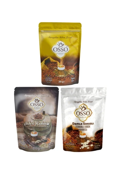 OSSO KAHVE Osso Osmanlı Kahvesi + Dibek Kahvesi + Damla Sakızlı Dibek 3 Lü Set ürün görseli 1