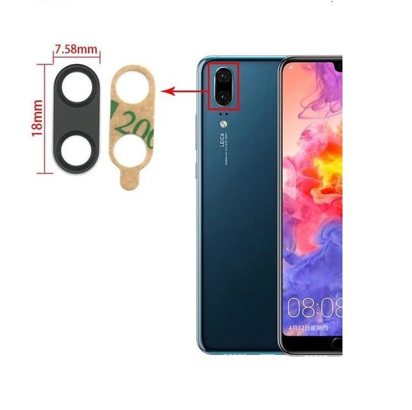 Tkgz - P20 Arka Kamera Camı Lens Yapışkanlı ürün görseli 1